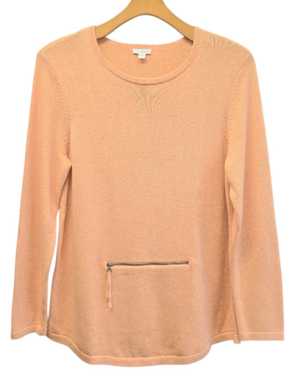 NWT J.Jill pureJill Cotton Cashmere Tunic Sweater L Peach Quiet Luxury Minimal